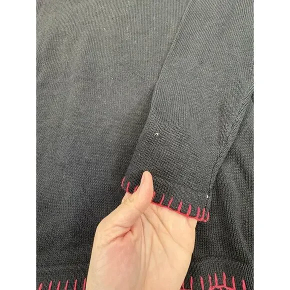 Victoria Jones Woman Black Snowman Holiday Christmas Sweater Medium - Picture 6 of 10